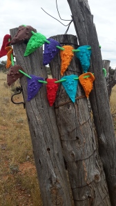 Old fence posts - bunting-ed up!